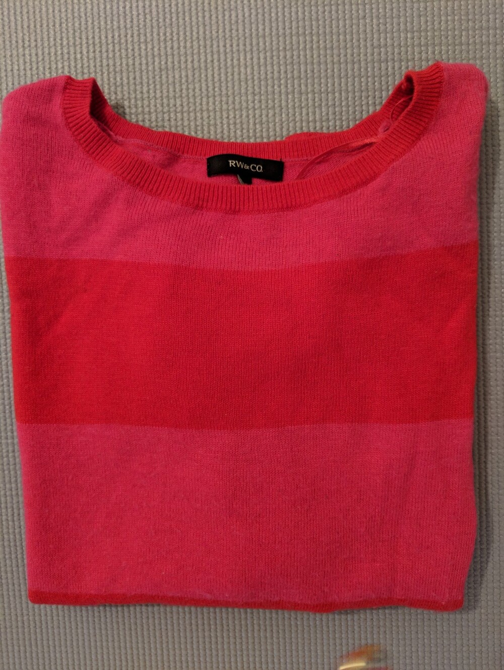 RW&CO. Women's Red and Pink Striped Sweater Ruffle Detail (XS)